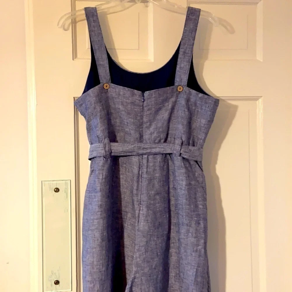 NWT Rachel Zoe Cropped Blue Linen Jumpsuit - Picture 5 of 7